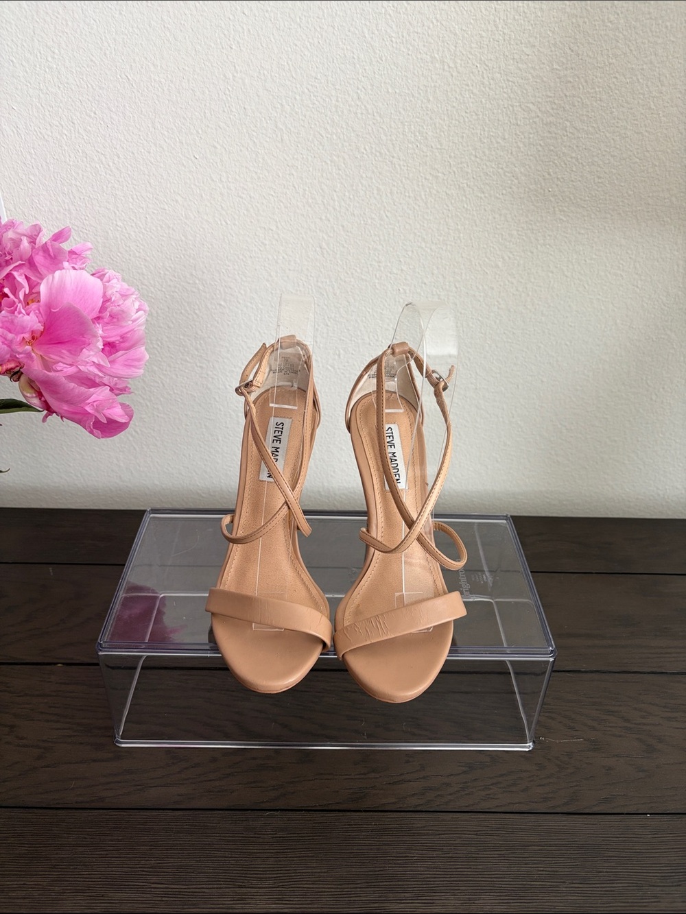 Steve Madden Tan Strappy Ankle-Heel Sandals